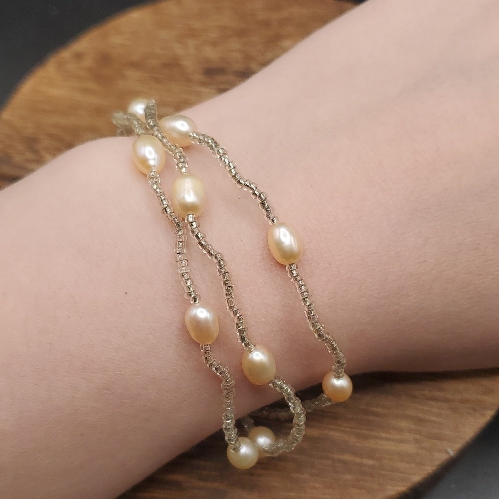 B0136 floating pearl elegant seed beaded bracelet